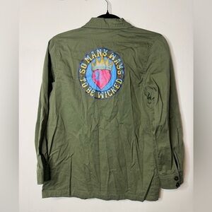 Disney D-signed Descendants Wicked patches zip up army jacket size Large 14 16